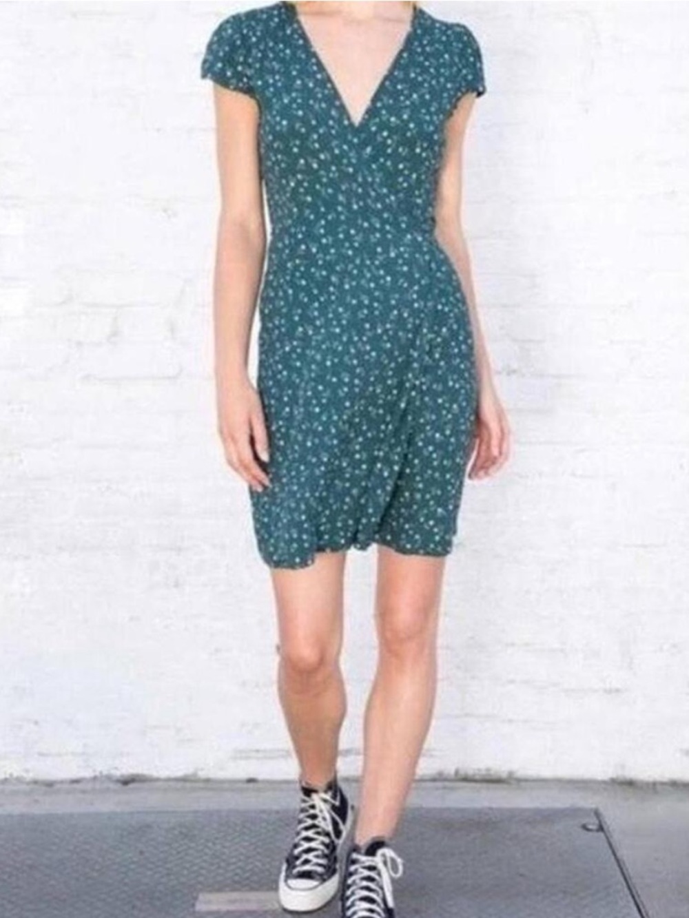 Brandy Melville Robbie Green Ditsy Floral Wrap Dress - Picture 11 of 16